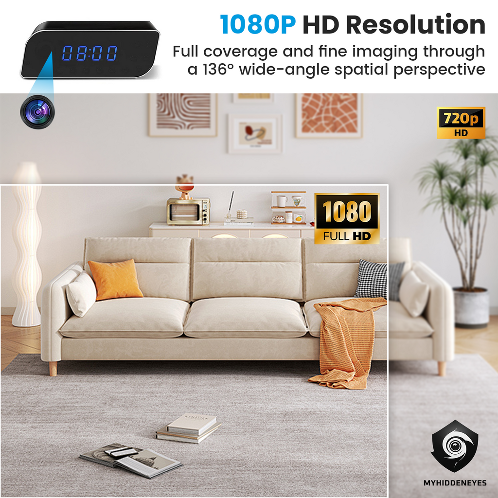 Wireless Hidden Clock Camera | HD 1080P WiFi Alarm Clock Camera with Night Version - Myhiddeneyes