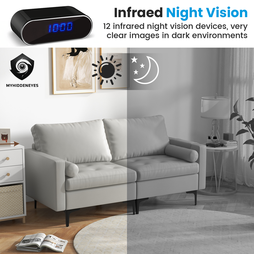 Wireless Hidden Clock Camera | HD 1080P WiFi Alarm Clock Camera with Night Version - Myhiddeneyes