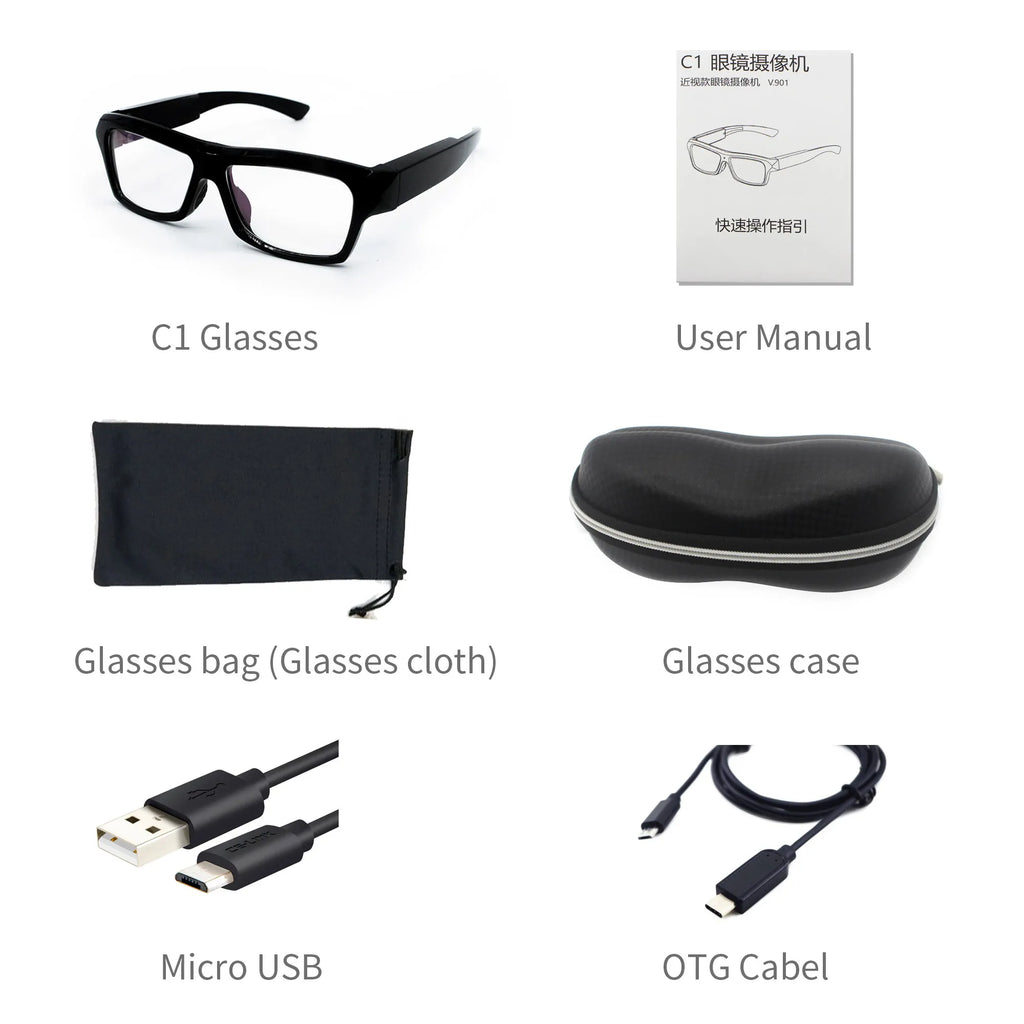 4K Video Recording Glasses Camera Wearable Eye Glasses - Myhiddeneyes