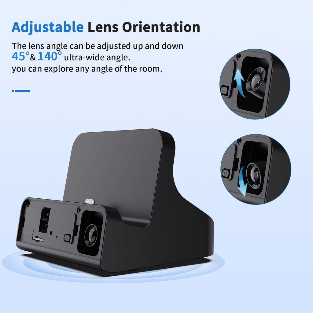 Security Camera Charger Dock True 2K Pixels with Adjustable 160° Wide-Angle Lens - Myhiddeneyes