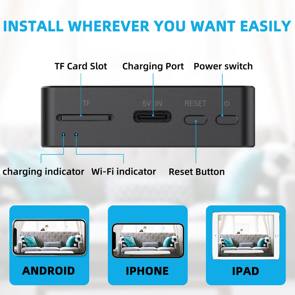 LIZVIE Wireless Small Home Camera with Motion Detection, Wireless APP Real Time View-M2 - Myhiddeneyes