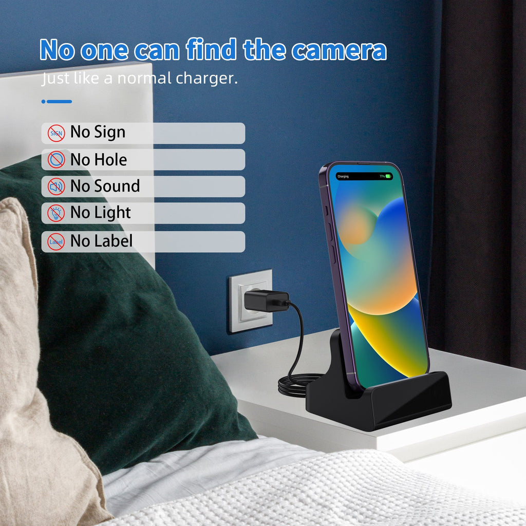 Security Camera Charger Dock True 2K Pixels with Adjustable 160° Wide-Angle Lens - Myhiddeneyes