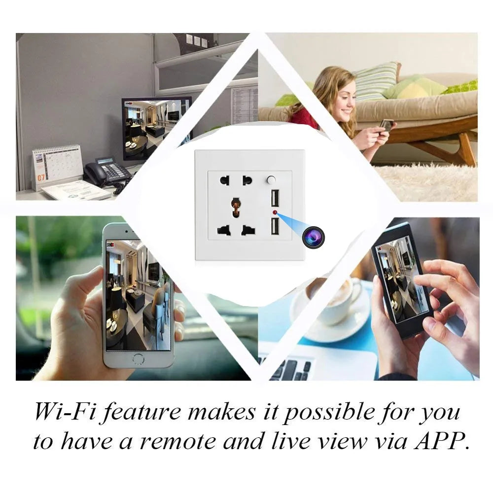 HD 1080P Wall Plug Socket Camera Wifi Home Security Surveillance Video Audio Recording - Myhiddeneyes