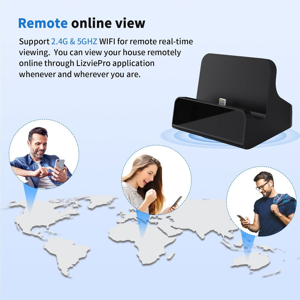 Security Camera Charger Dock True 2K Pixels with Adjustable 160° Wide-Angle Lens - Myhiddeneyes