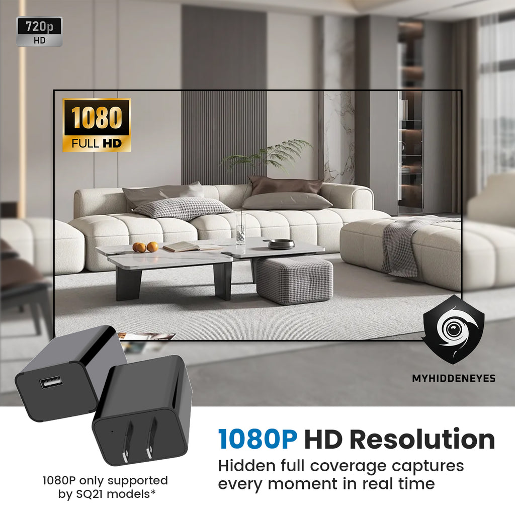 Night Version Full HD USB Charger Camera  with 64GB TF cards - Myhiddeneyes