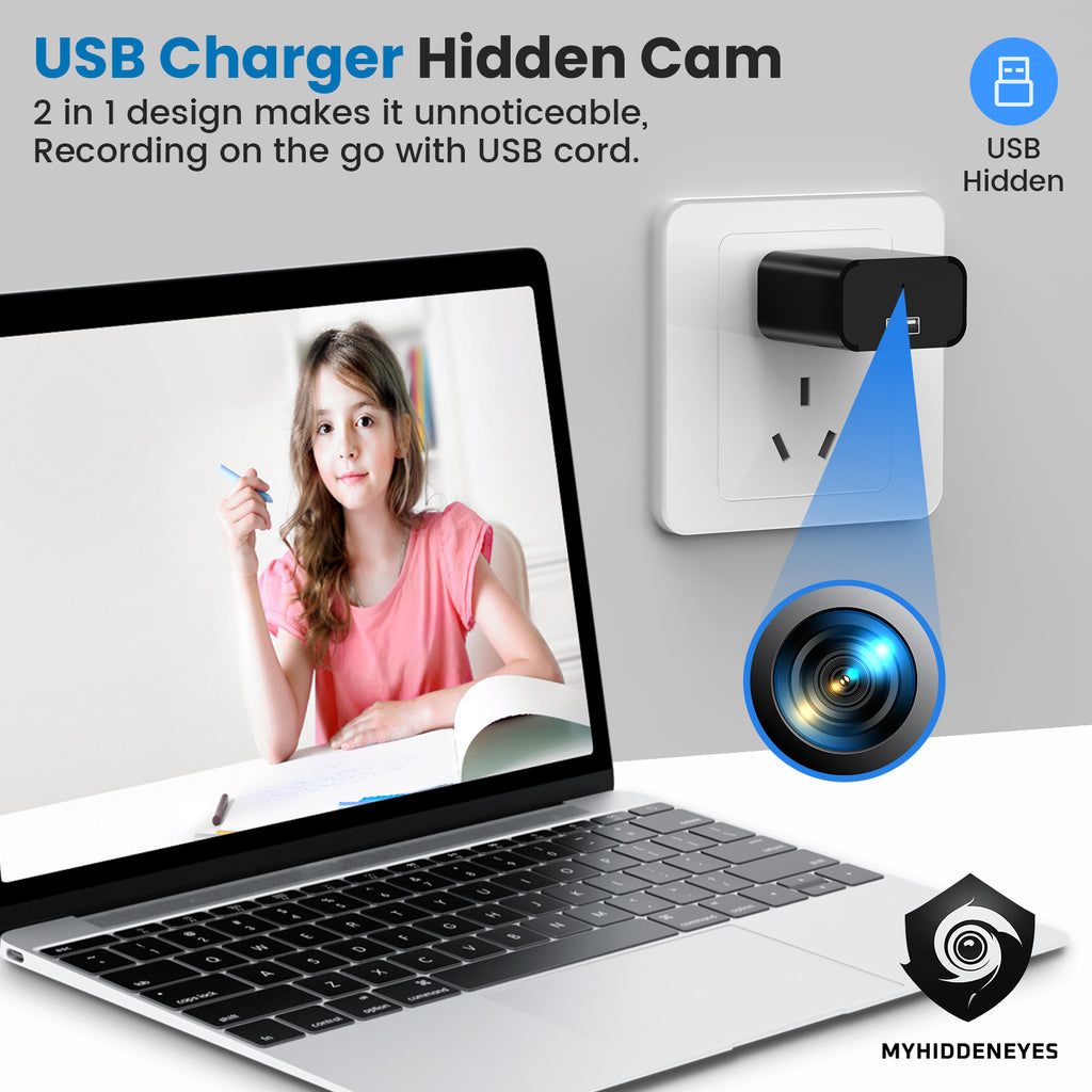 Night Version Full HD USB Charger Camera  with 64GB TF cards - Myhiddeneyes