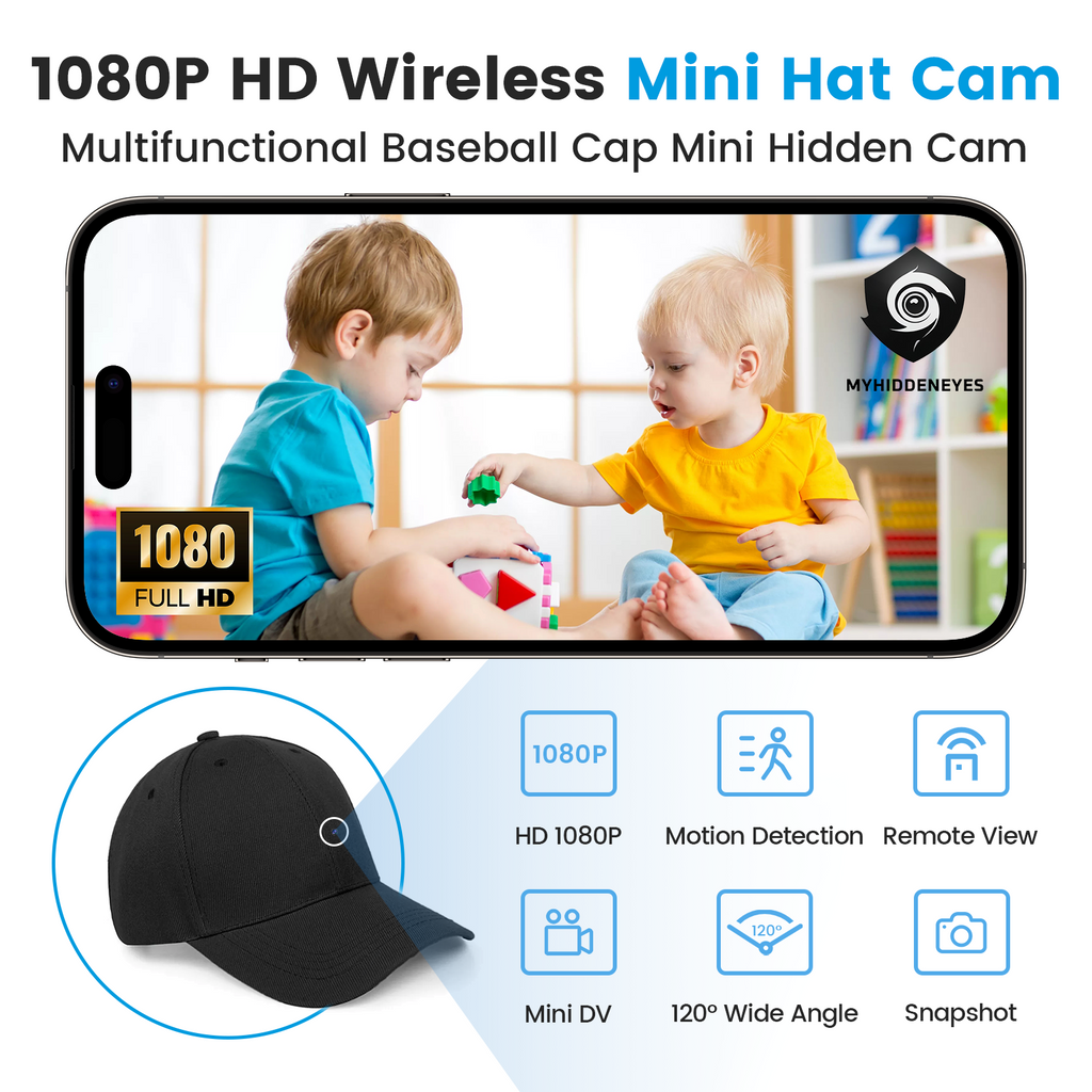 Mini WIFI Camera HD1080P Portable Hat Cam Wearable Video Recorder Action Cams - Myhiddeneyes