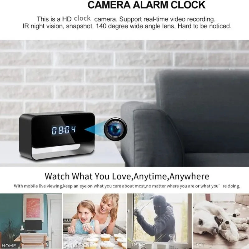 Metal Case 4K/1080P Full HD Mini WiFi Camera Wireless Clock Camera Night Vision with Motion Detection - Myhiddeneyes